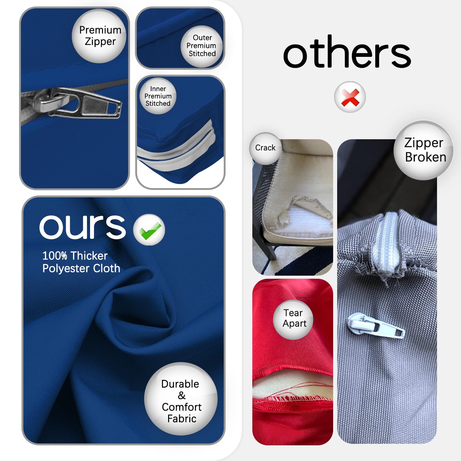 ClawsCover set of backrest covers lined up showing size options