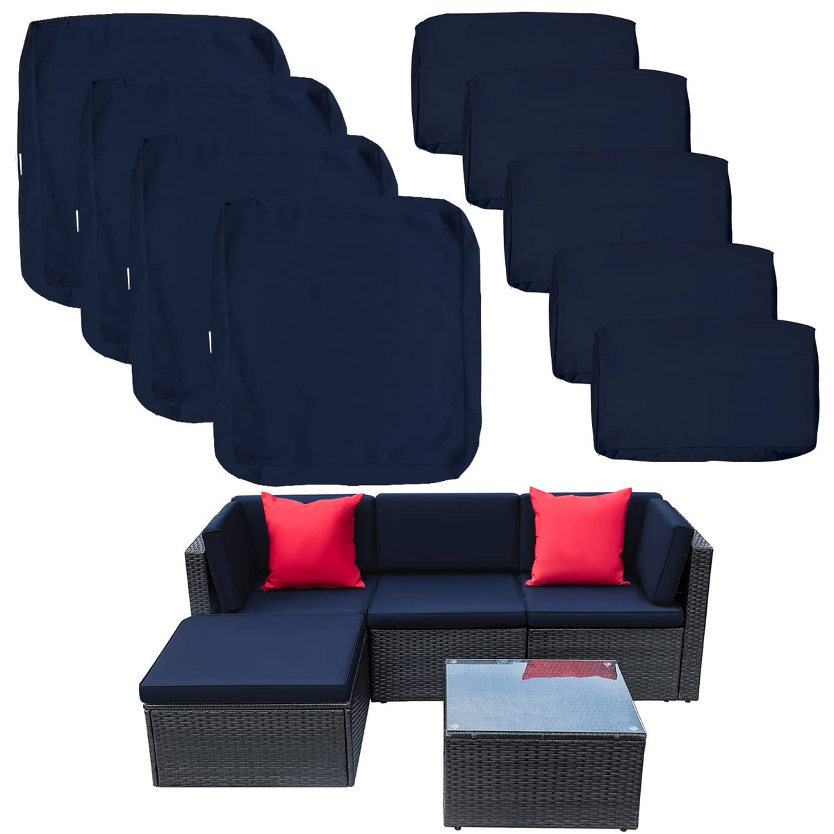 ClawsCover front view assembled sectional showing unified navy refresh