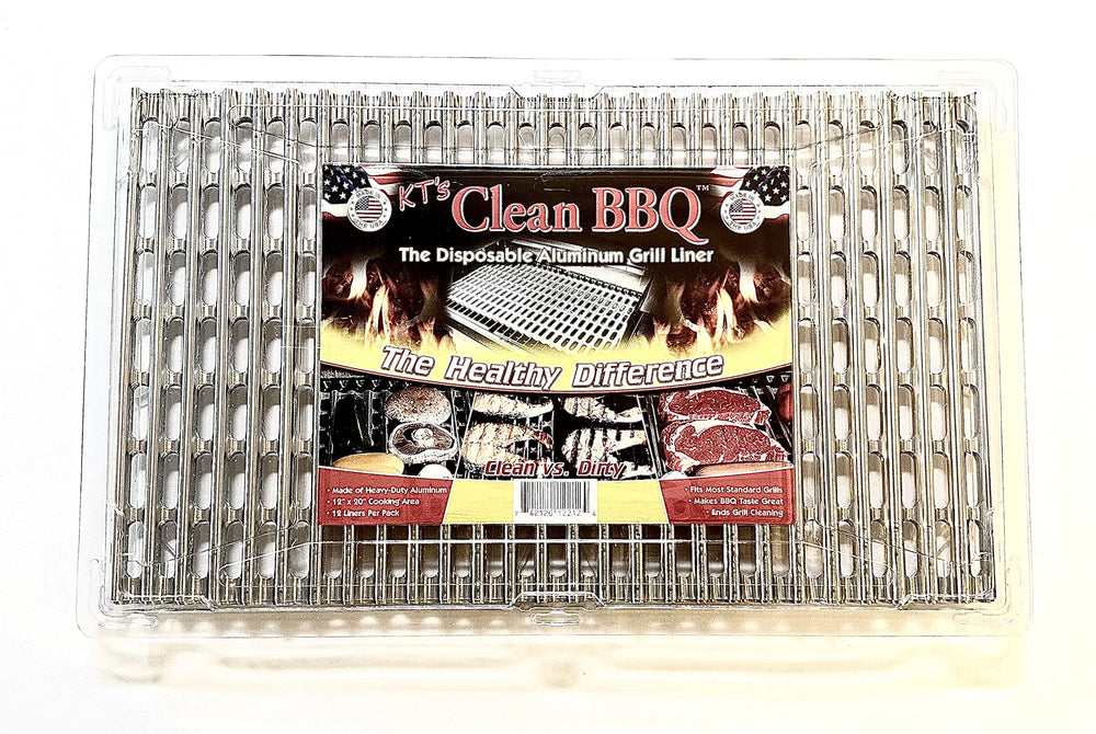 Clean BBQ liner on grill top showing clean cooking and easy cleanup