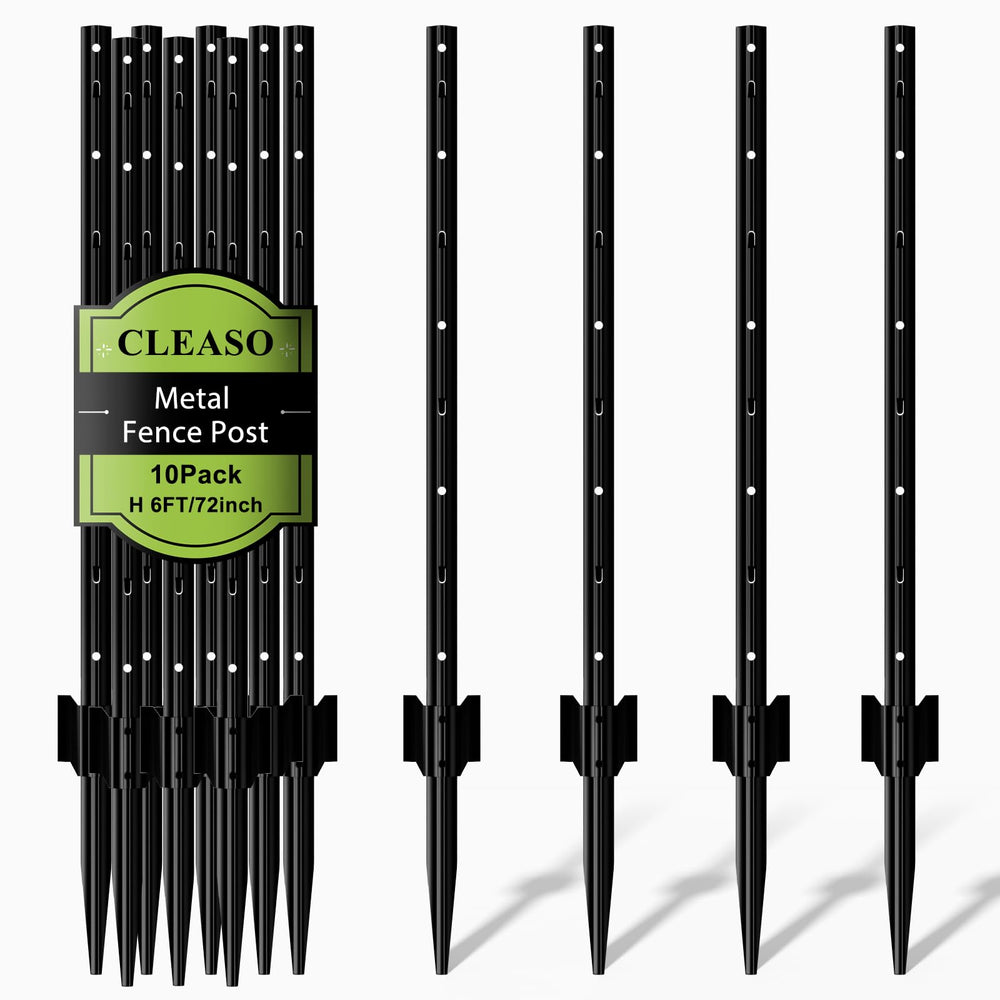 CLEASO front view of ten 6 ft posts showing full pack and shape for quick installation
