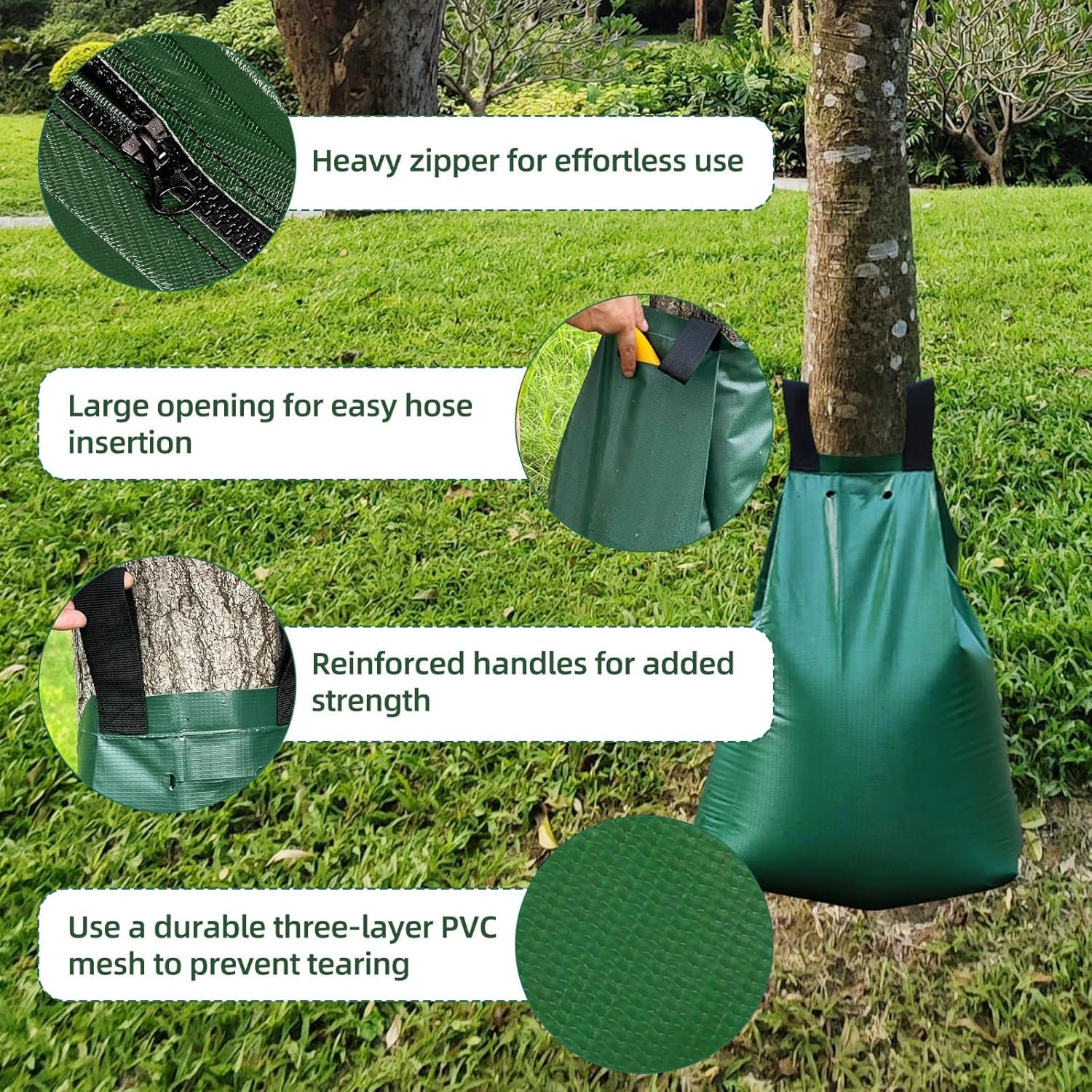 Clebay tree watering bag in use on a young tree delivering deep hydration