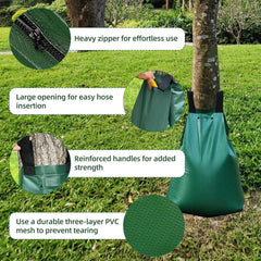 Clebay tree watering bag in use on a young tree delivering deep hydration