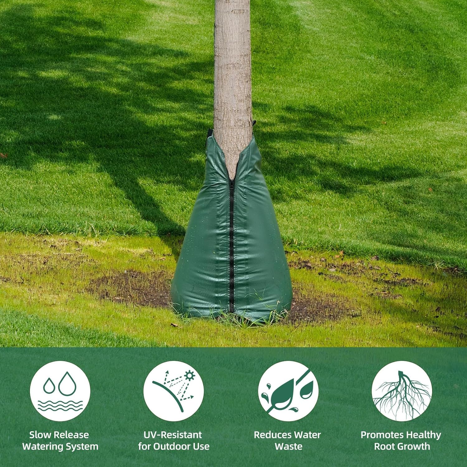 Clebay lifestyle scene with multiple bags on trees saving watering time