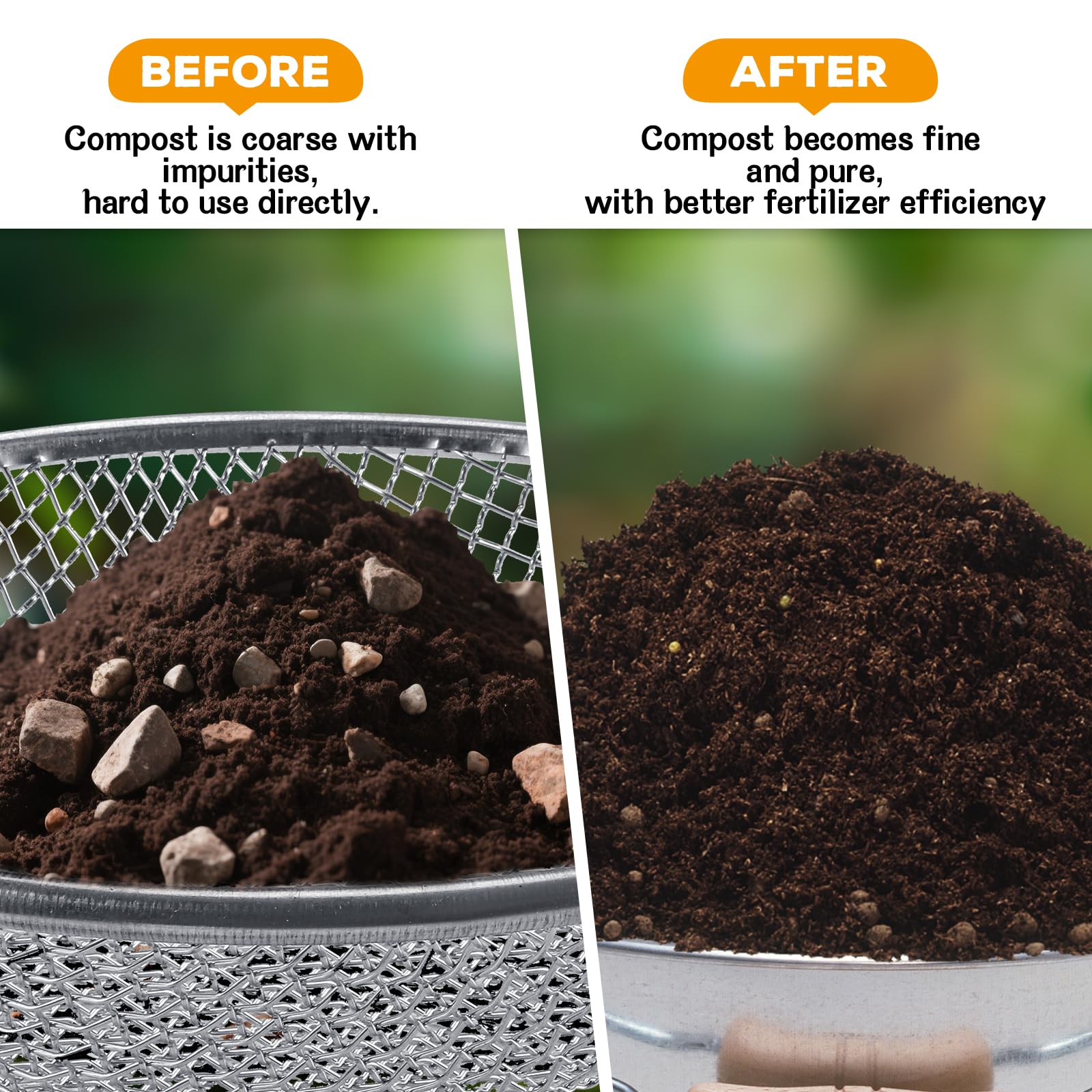 Clebay sieves stacked for compact storage and easy transport benefit