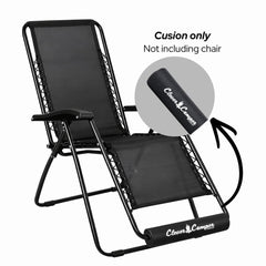 Clever Camper Company footrest installed on a zero gravity chair demonstrating easy tool-free fit