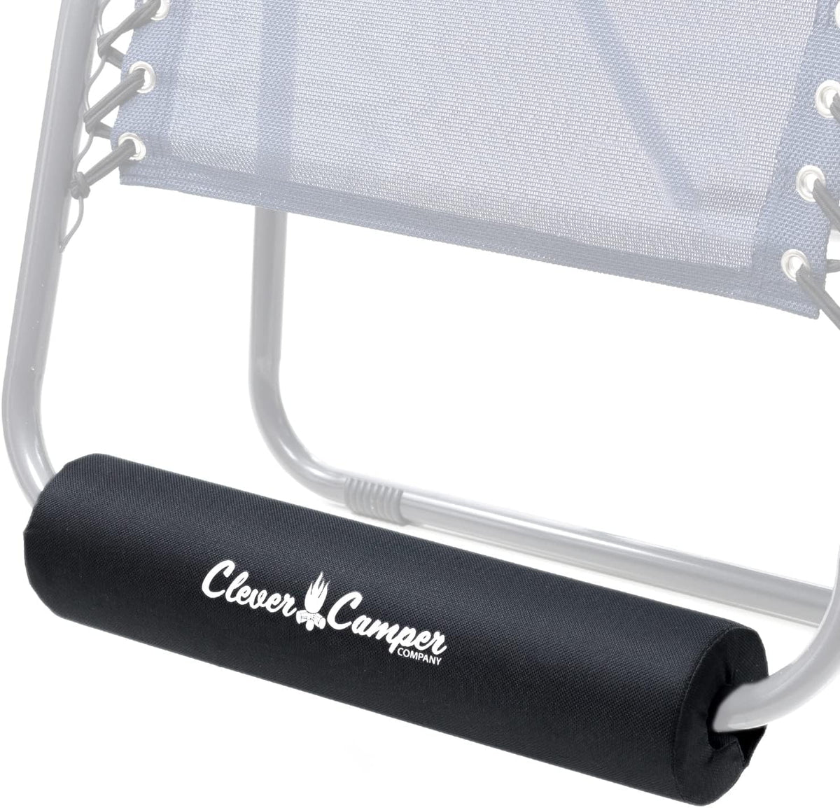 Clever Camper Company front view of XL 21.75-inch black footrest showing full-width support and comfort