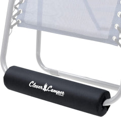 Clever Camper Company front view of XL 21.75-inch black footrest showing full-width support and comfort