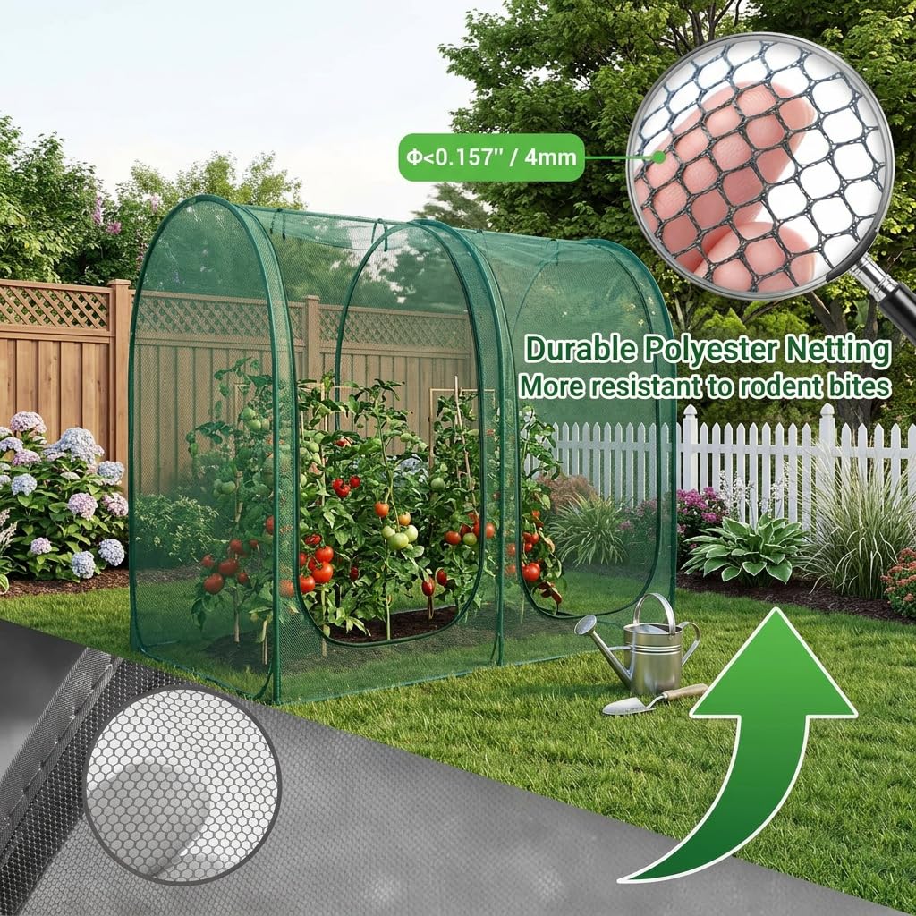 CLOCAL installed over raised bed protecting vegetables while letting rain in