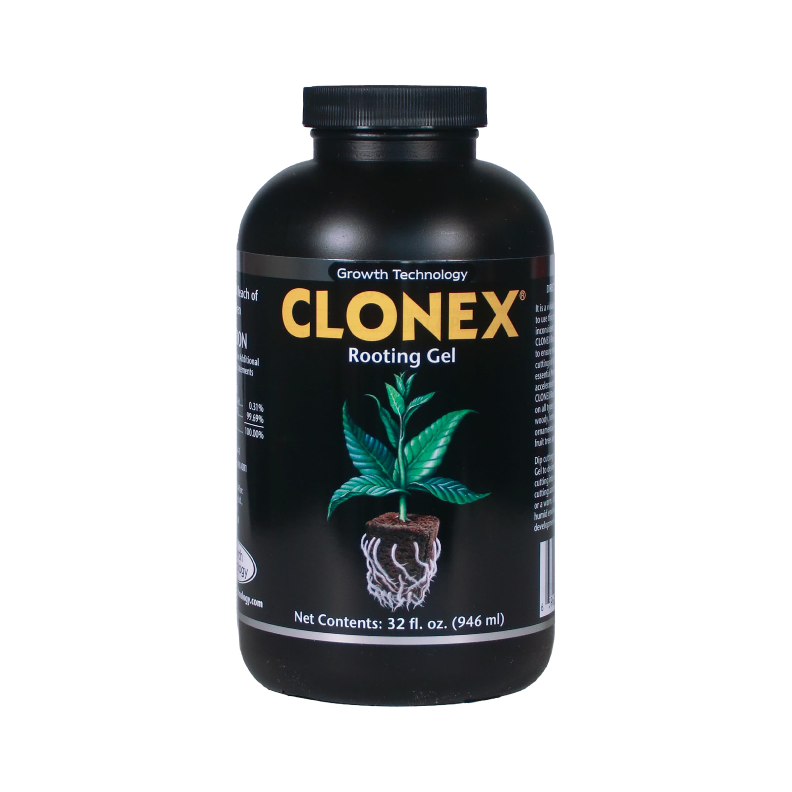 Clonex front bottle view showing label and quart container for reliable propagation