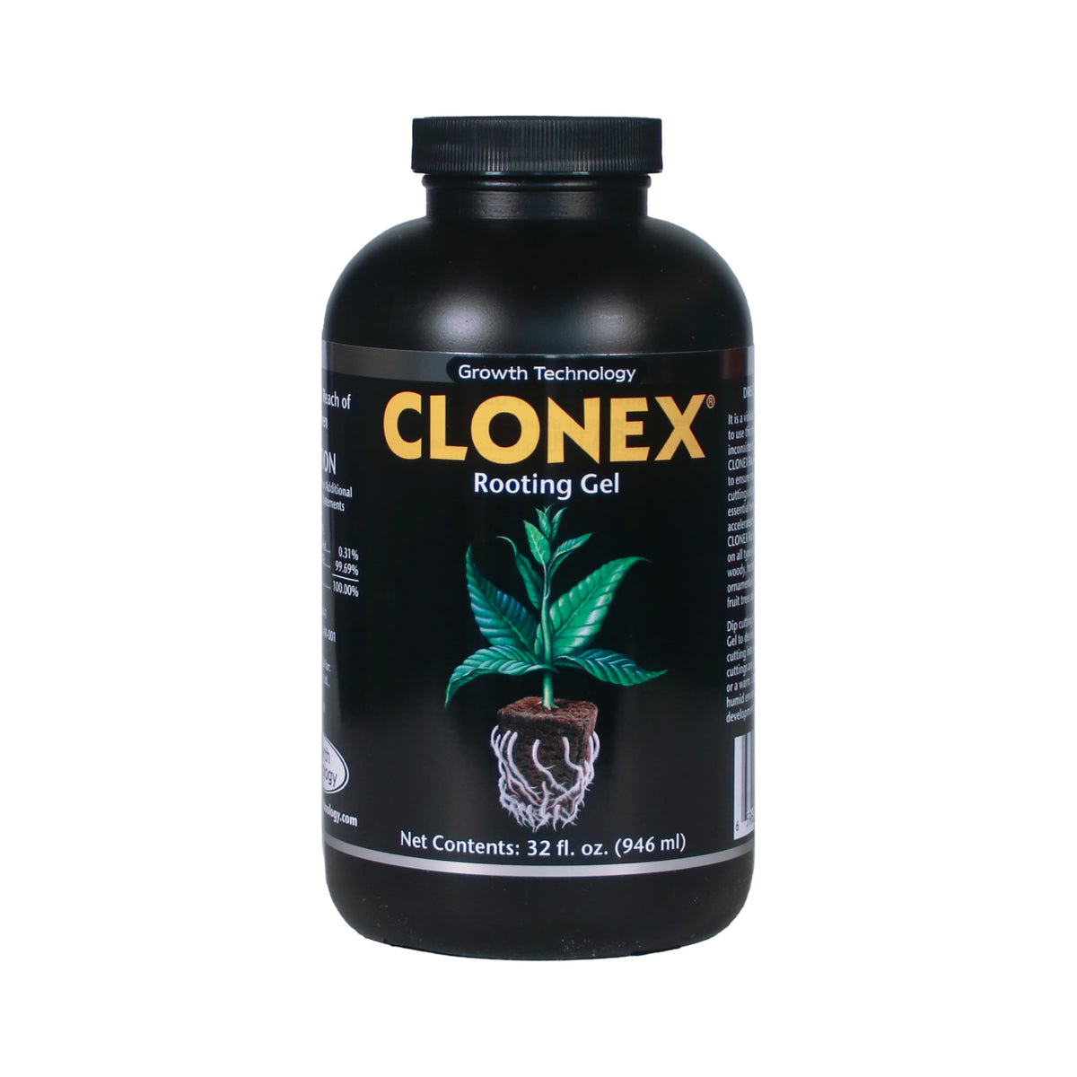 Clonex front bottle view showing label and quart container for reliable propagation