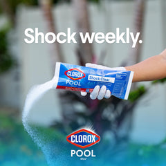 Clorox Pool&Spa pouring into skimmer for quick dispersion benefit