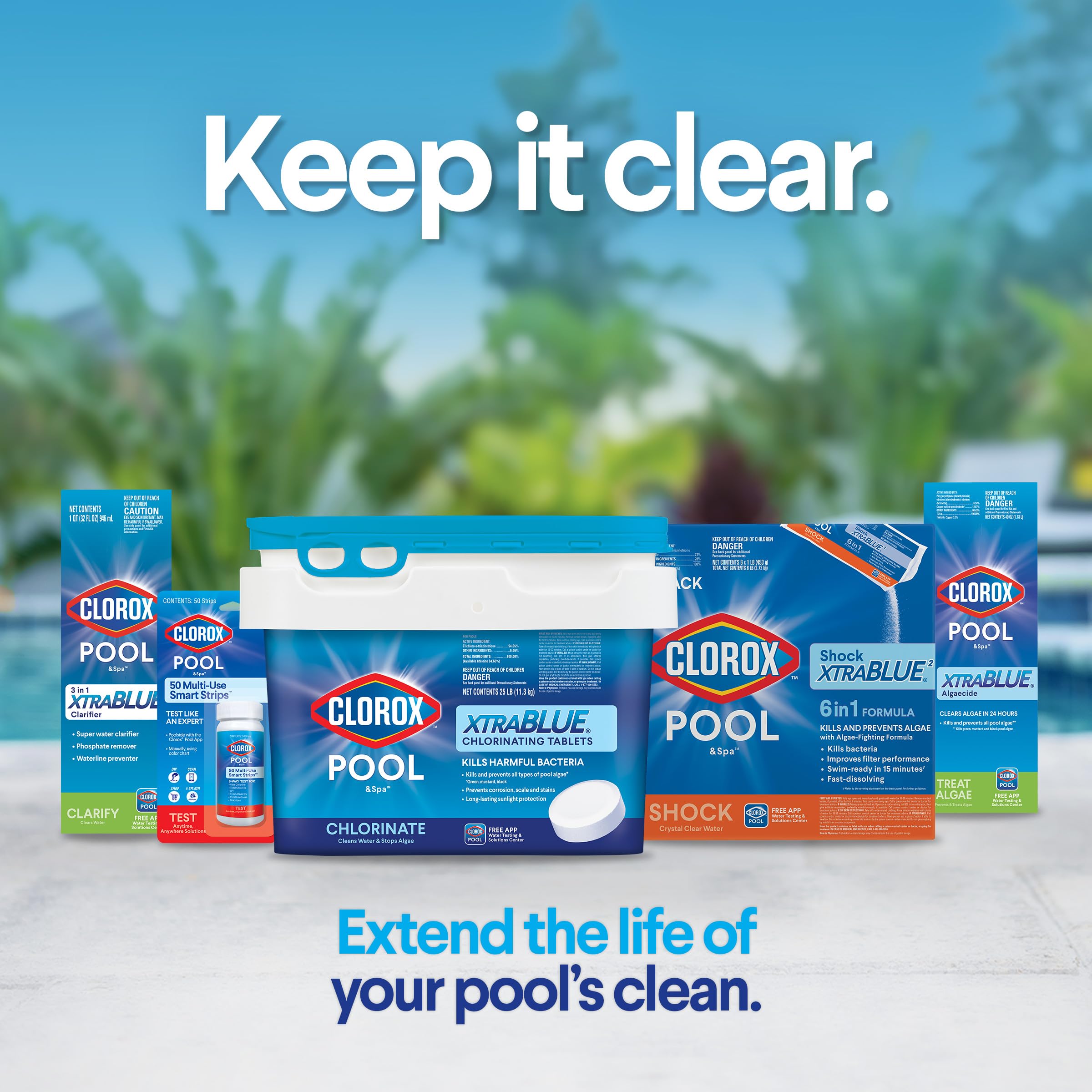 Clorox Pool&Spa next-to-gallon for scale and dosing benefit