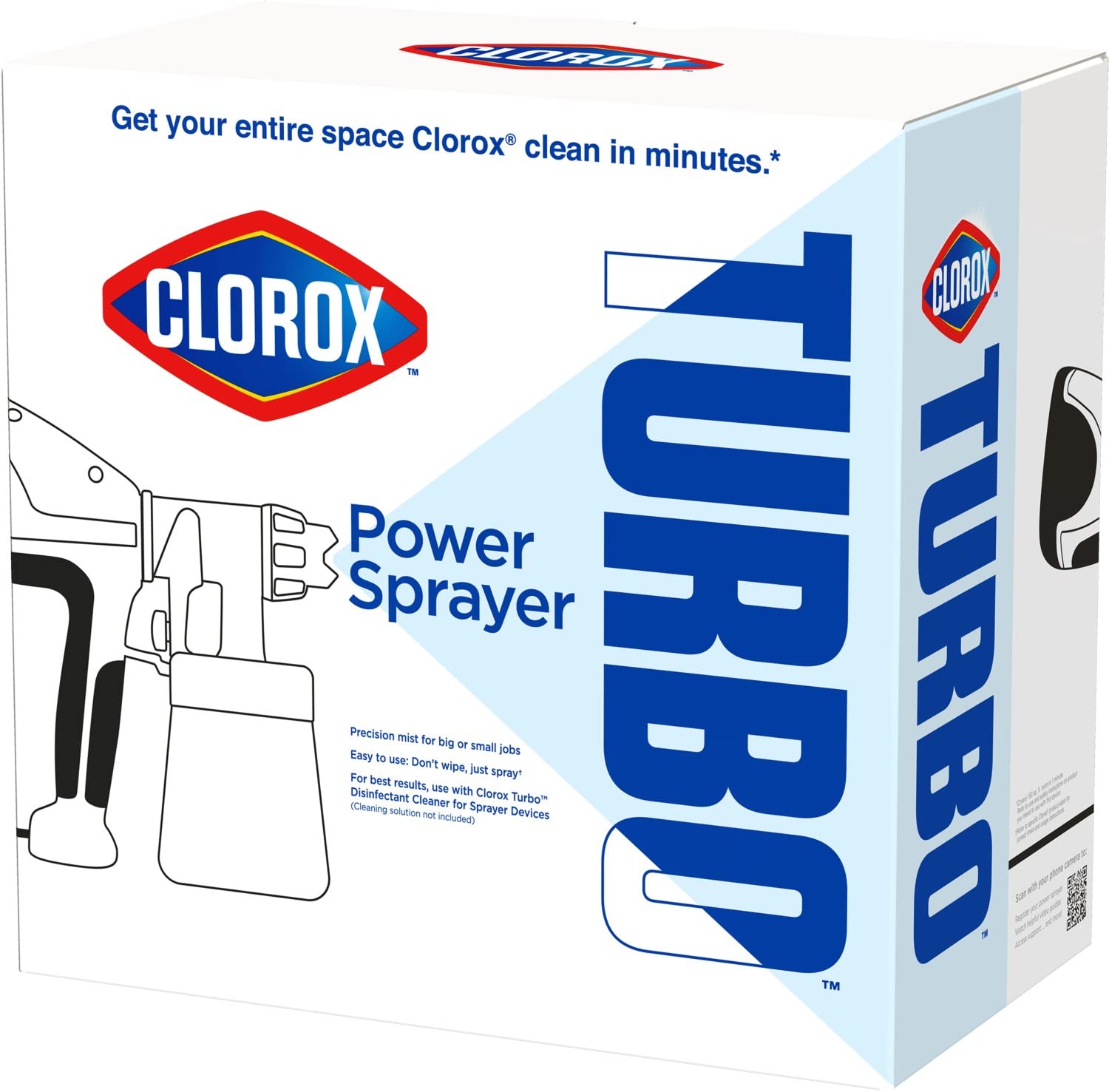 Clorox Turbo back panel controls showing adjustable settings for tailored spray