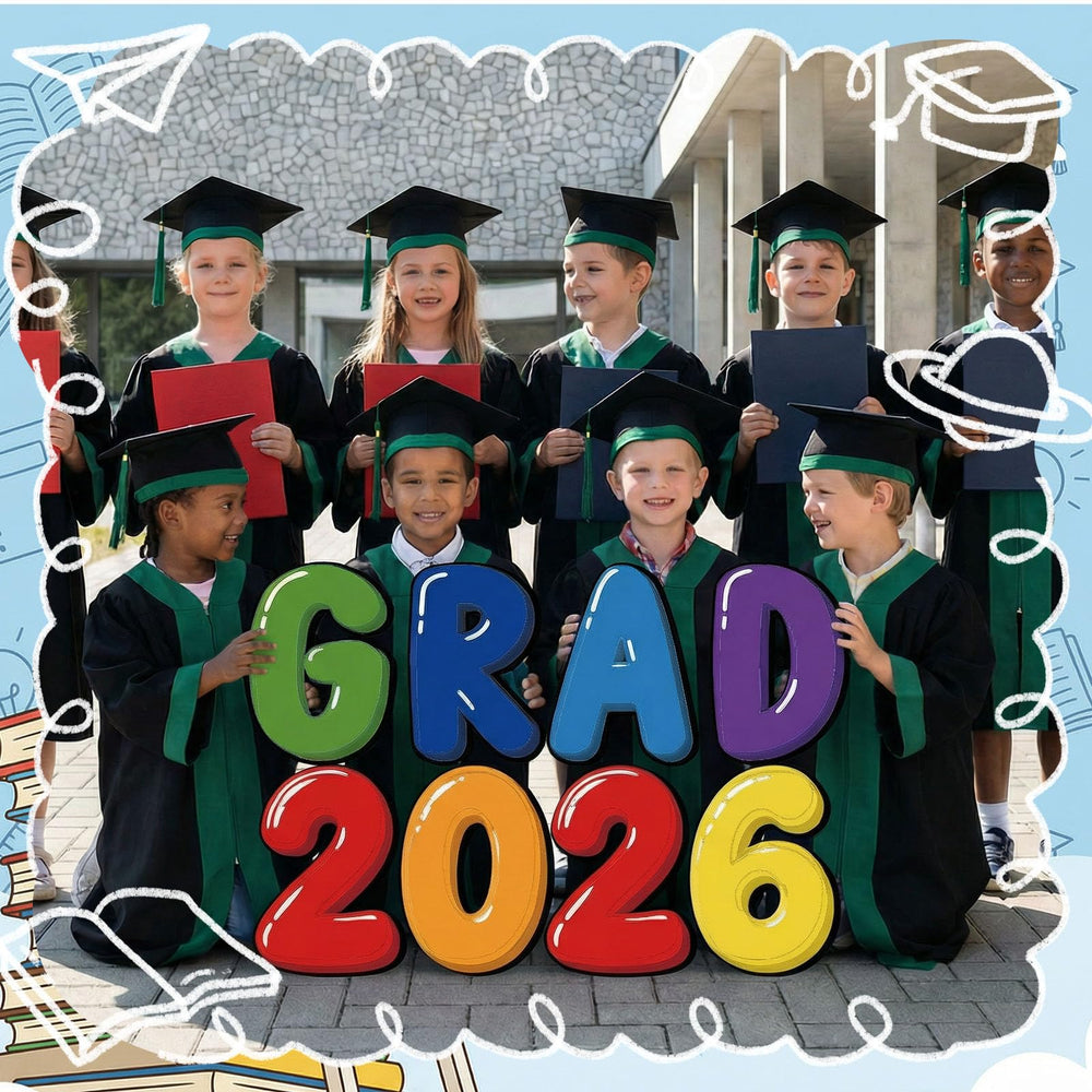 clothmile installed yard signs on lawn creating a festive graduation entrance
