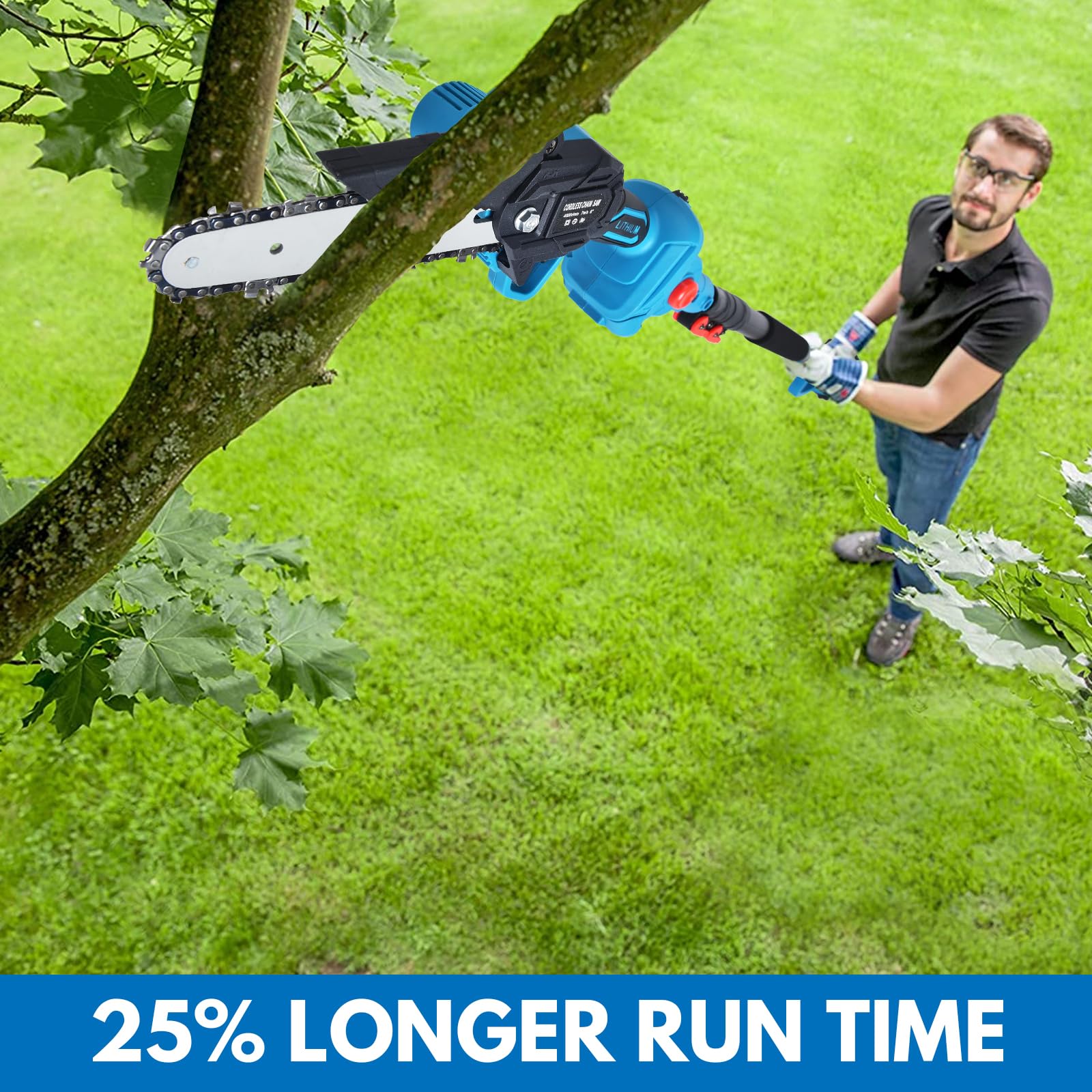 Clownya gardener using kit in yard showing efficient pruning benefit