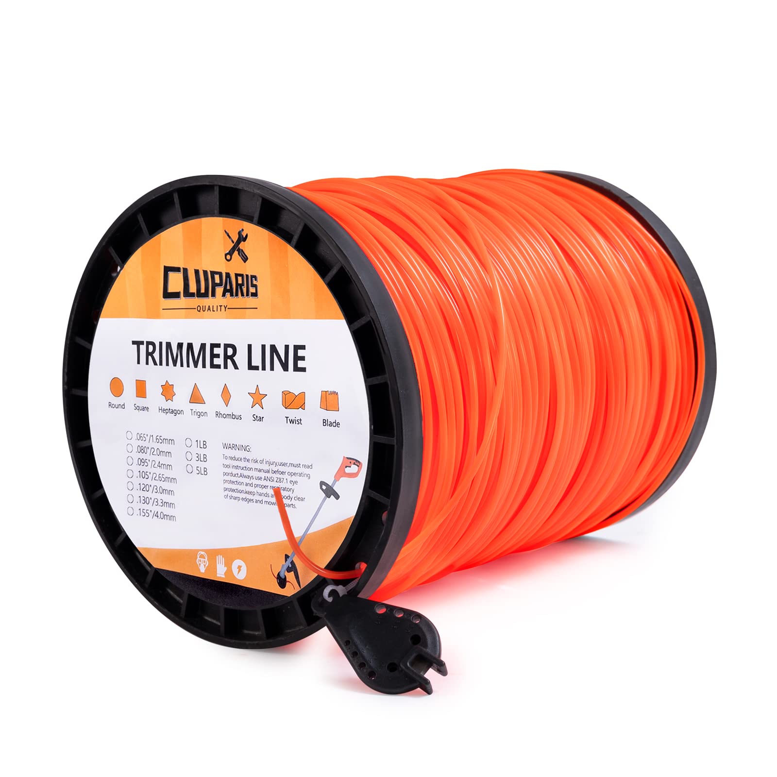 Cluparis front donut spool showing bright orange line and large capacity benefits