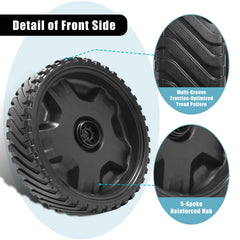 Cluparis front wheel tread detail showing rubber grip for improved traction
