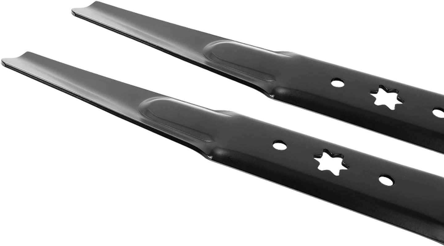 Cluparis blades on riding mower in yard for balanced, smooth mowing