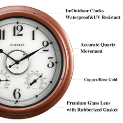 CLXEAST illuminated clock at night on patio for improved nighttime visibility