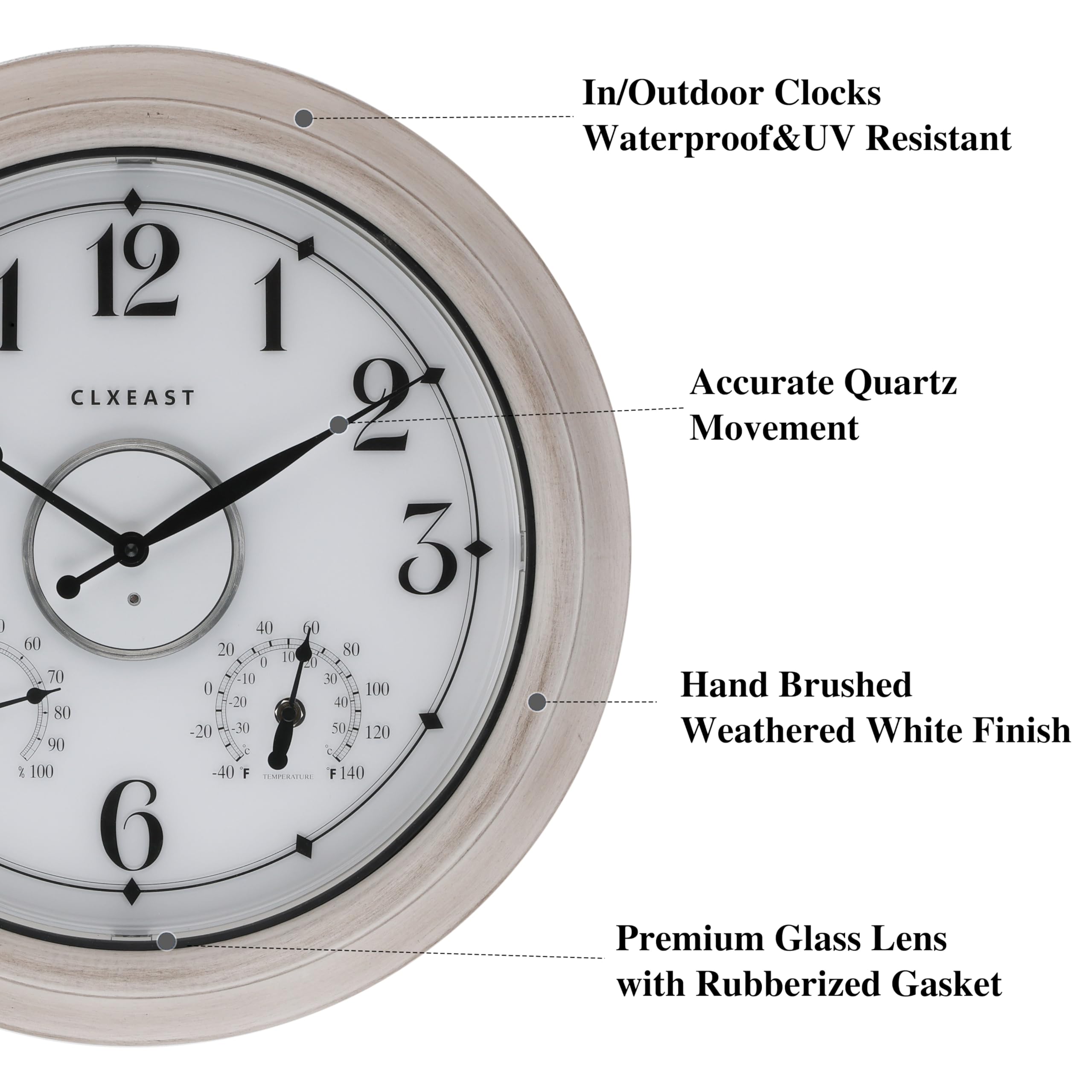 CLXEAST close-up of clock dial and hands highlighting easy readability outdoors