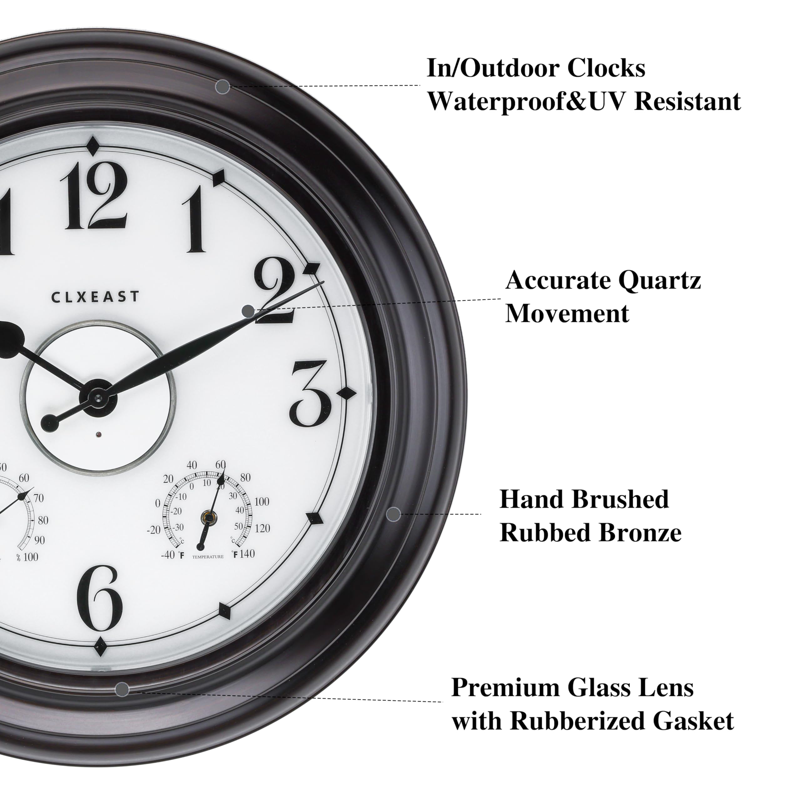 CLXEAST close-up of dial numbers and hands for easy daytime readability and classic style