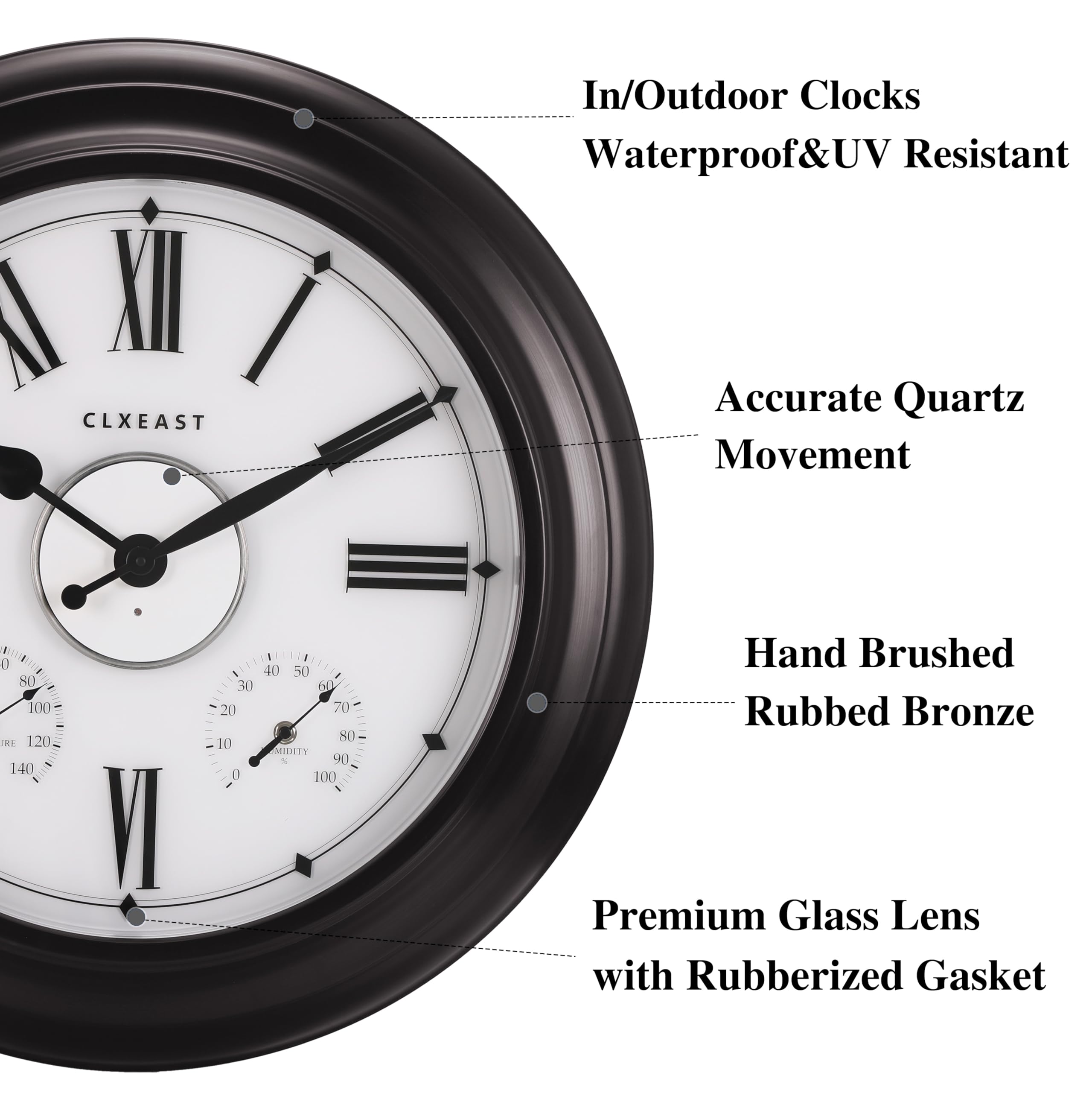 CLXEAST close-up of textured numerals and hands for improved outdoor visibility