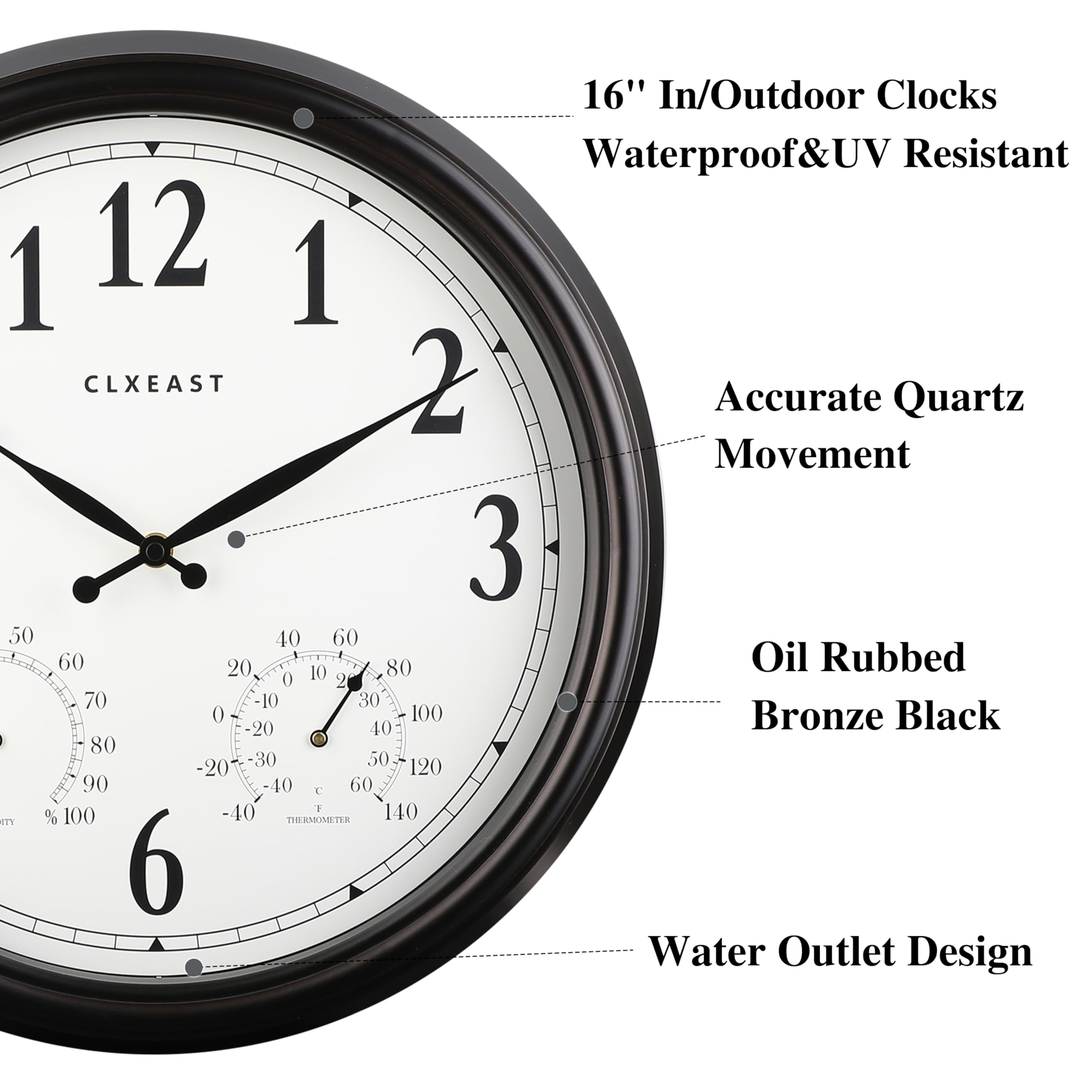 CLXEAST close-up of thermometer and hygrometer displaying quick environmental info