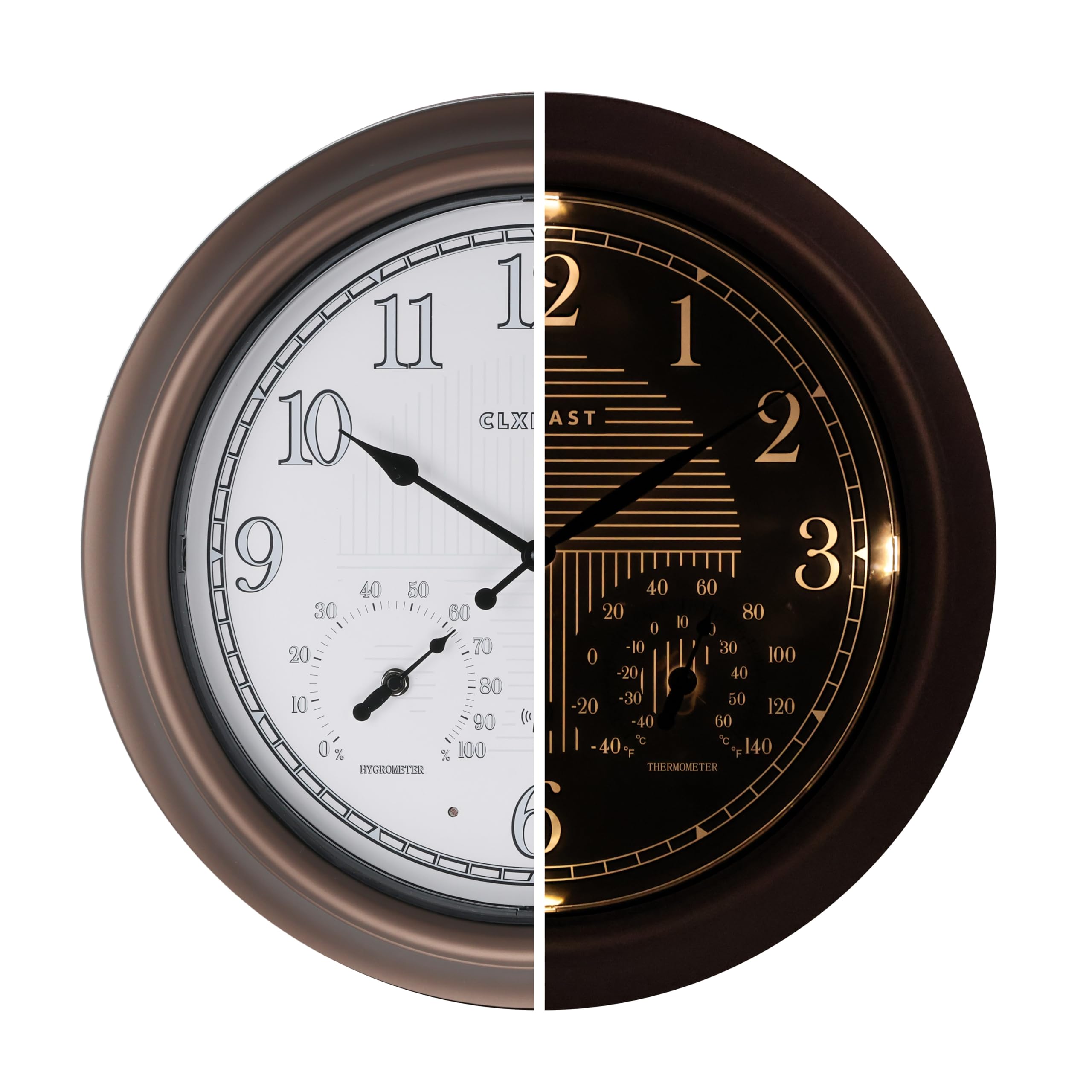 CLXEAST front view showing clear numerals and weatherproof finish benefit readability