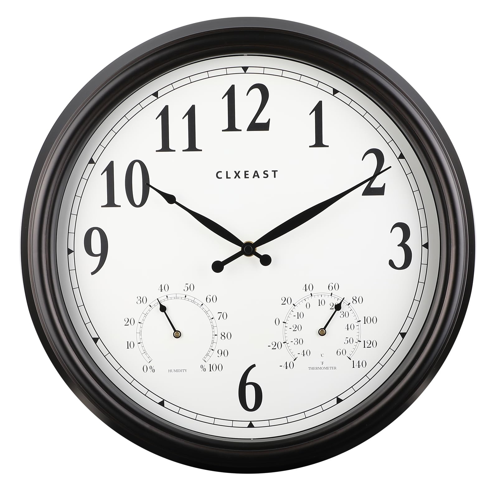 CLXEAST front view of 16-inch clock showing clear face and large numerals for easy reading