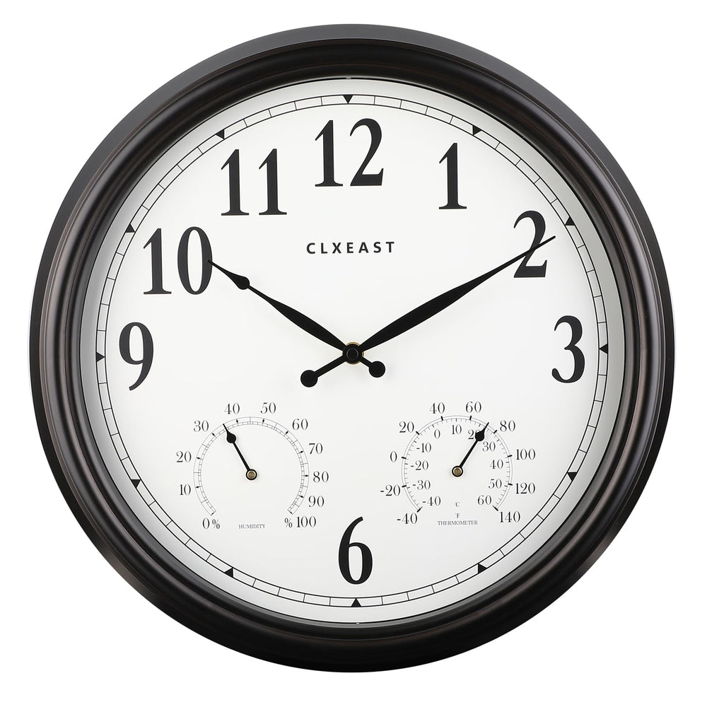 CLXEAST front view of 16-inch clock showing clear face and large numerals for easy reading
