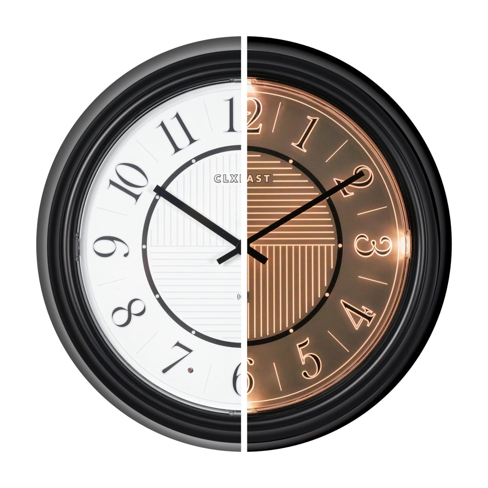 CLXEAST front view illuminated clock showing clear numbers and styling, improves readability