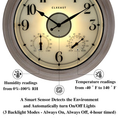 CLXEAST illuminated clock at night with warm backlight for clear time viewing