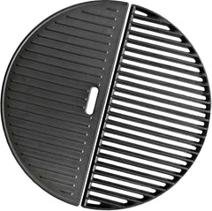 Cmanzhi front view showing grate and griddle, durable upgrade for kamado grills