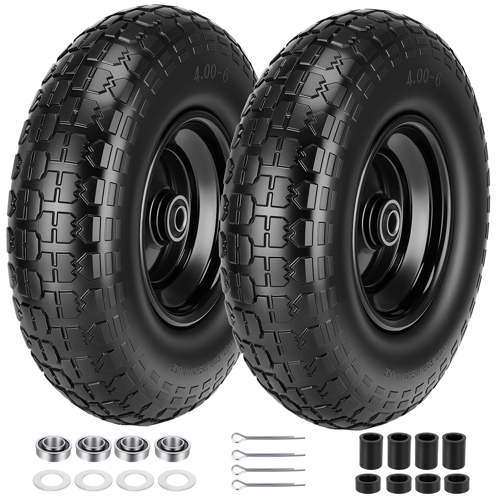 CMOOD front assembled wheel showing rim and solid tire for reliable replacement