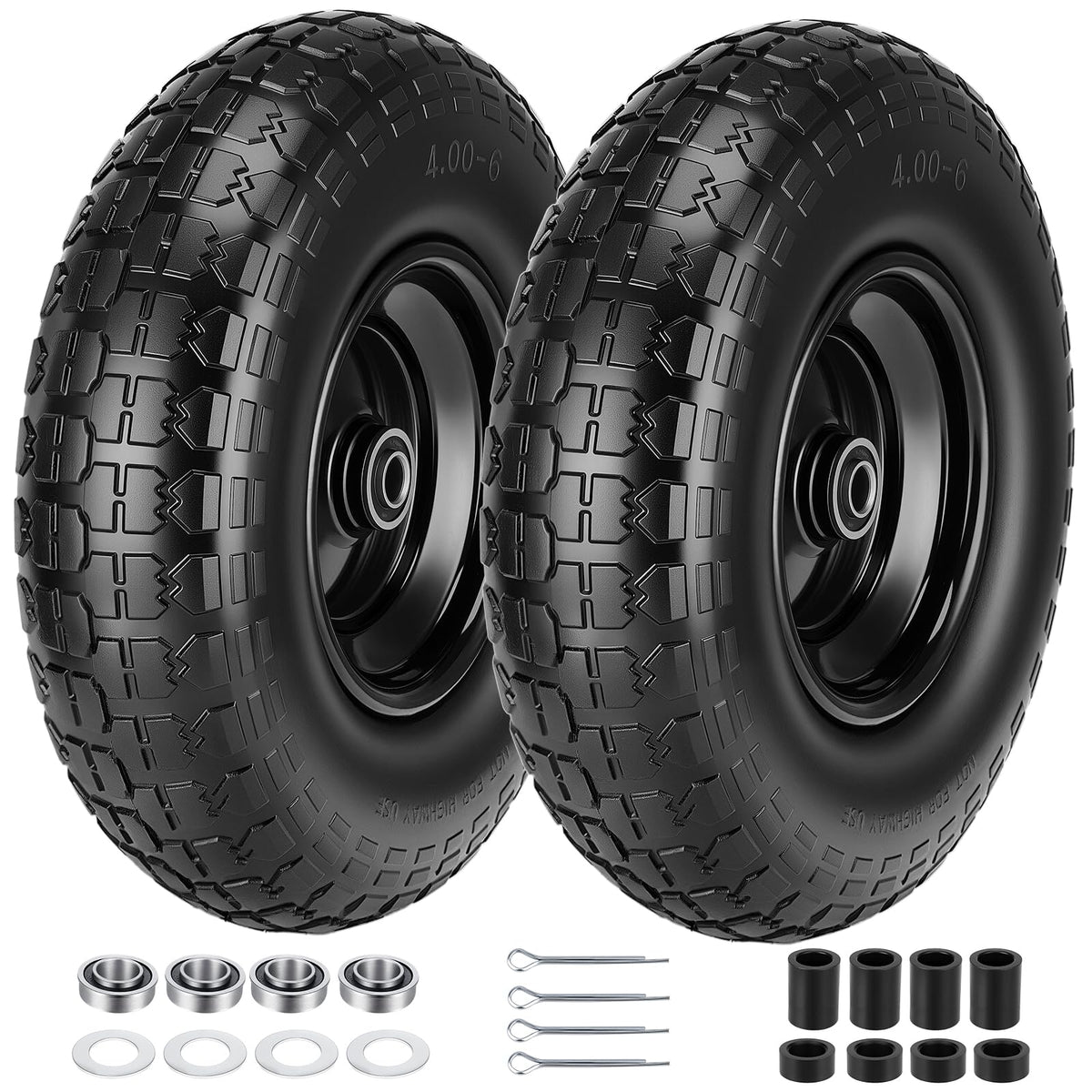 CMOOD front assembled wheel showing rim and solid tire for reliable replacement