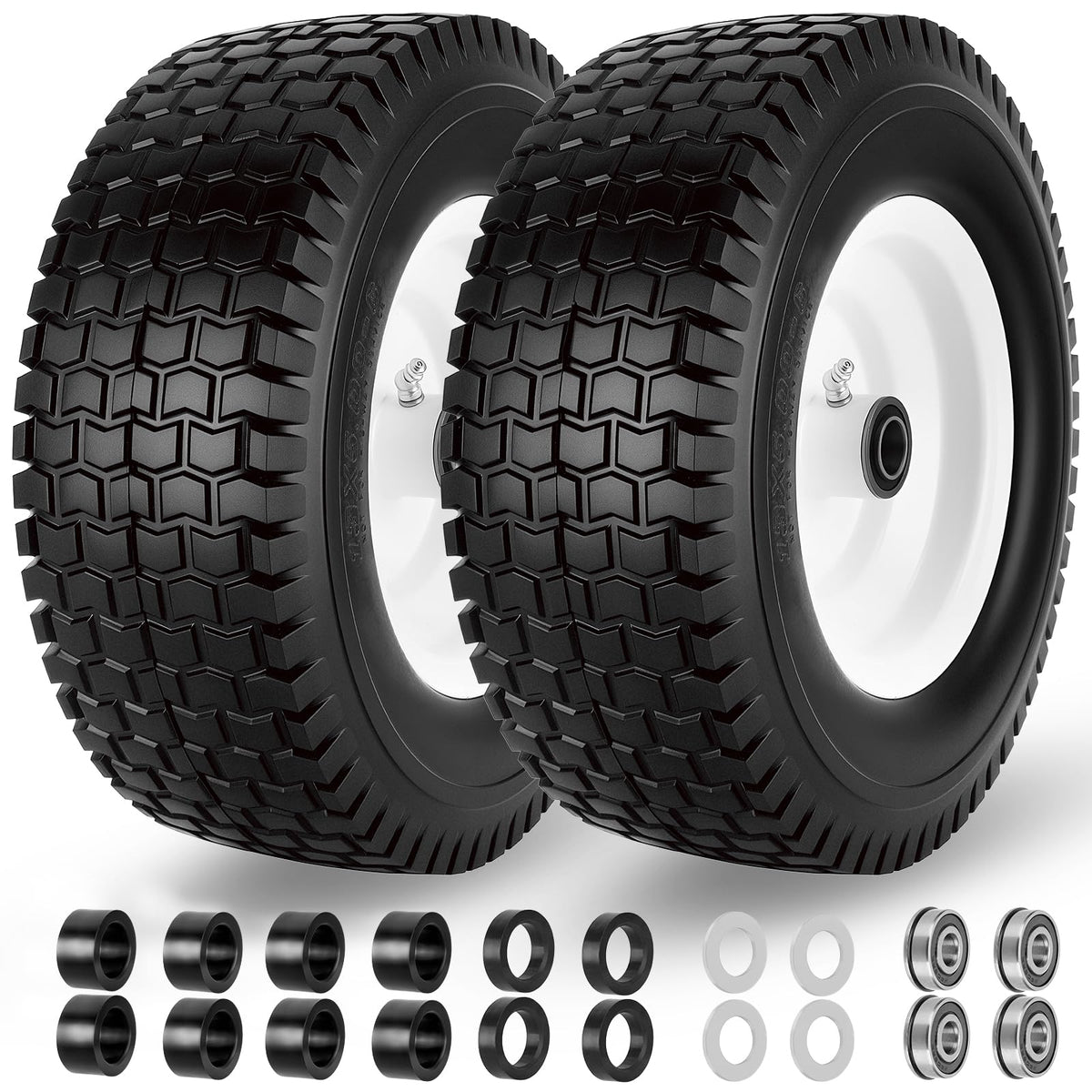 CMOOD front-facing assembled wheel showing full pre-mounted tire for instant replacement