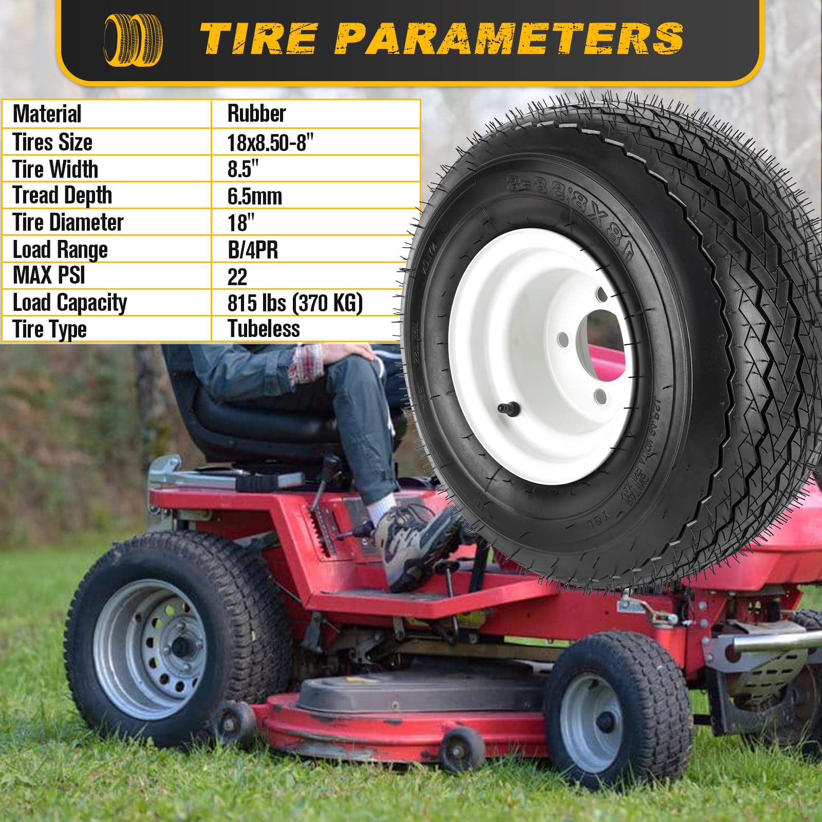 CMOOD side profile on grass demonstrating smooth ride and turf care