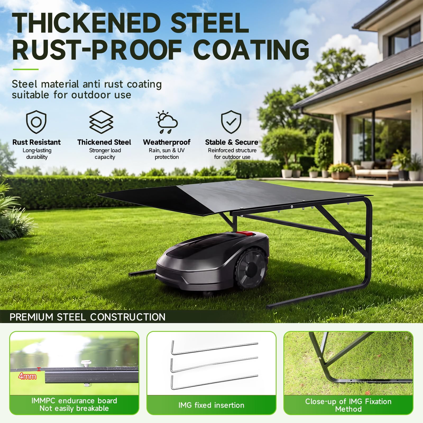 CNAINFC stainless-steel ground anchors installed in lawn for stable mounting