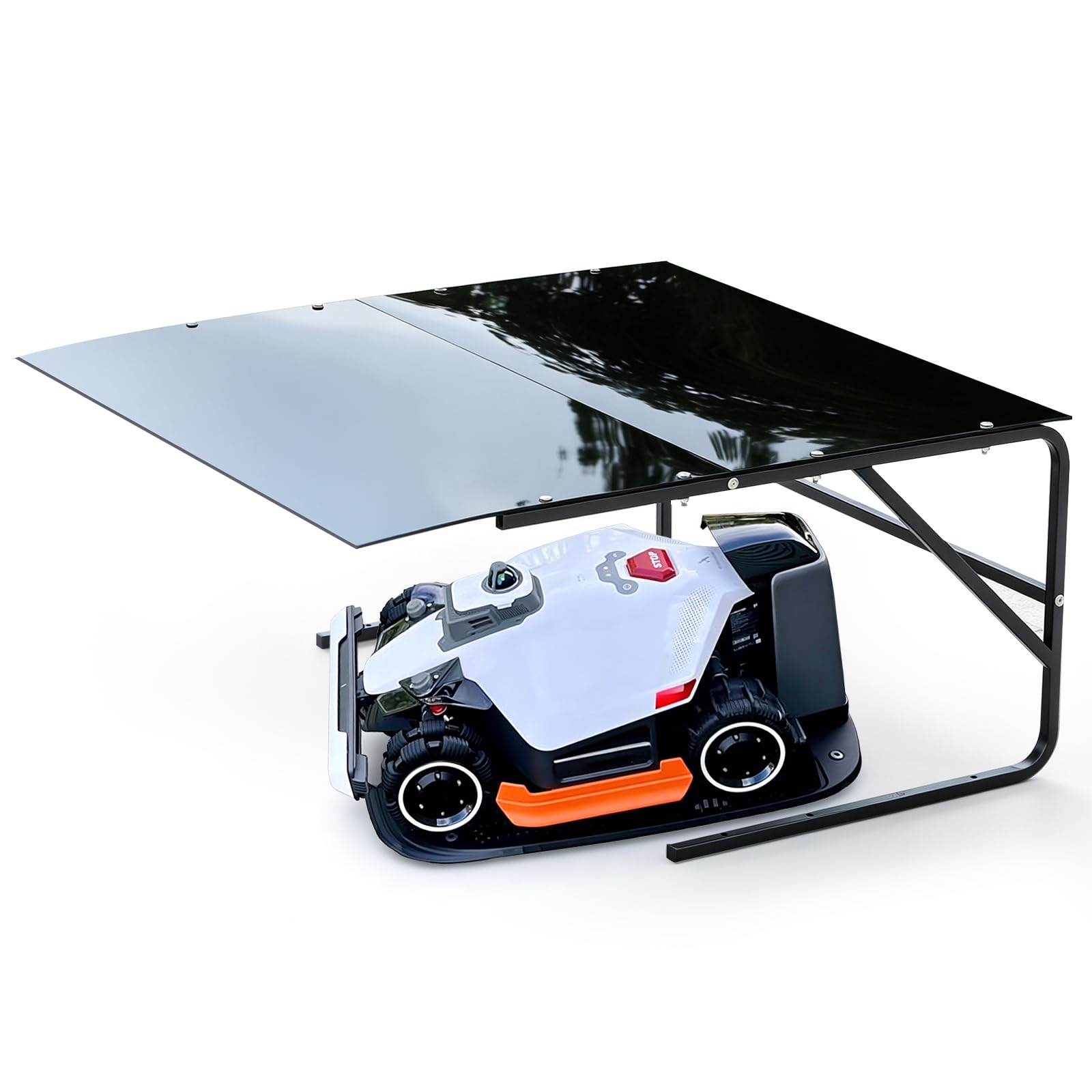 CNAINFC side access showing mower entry and easy charging station reach