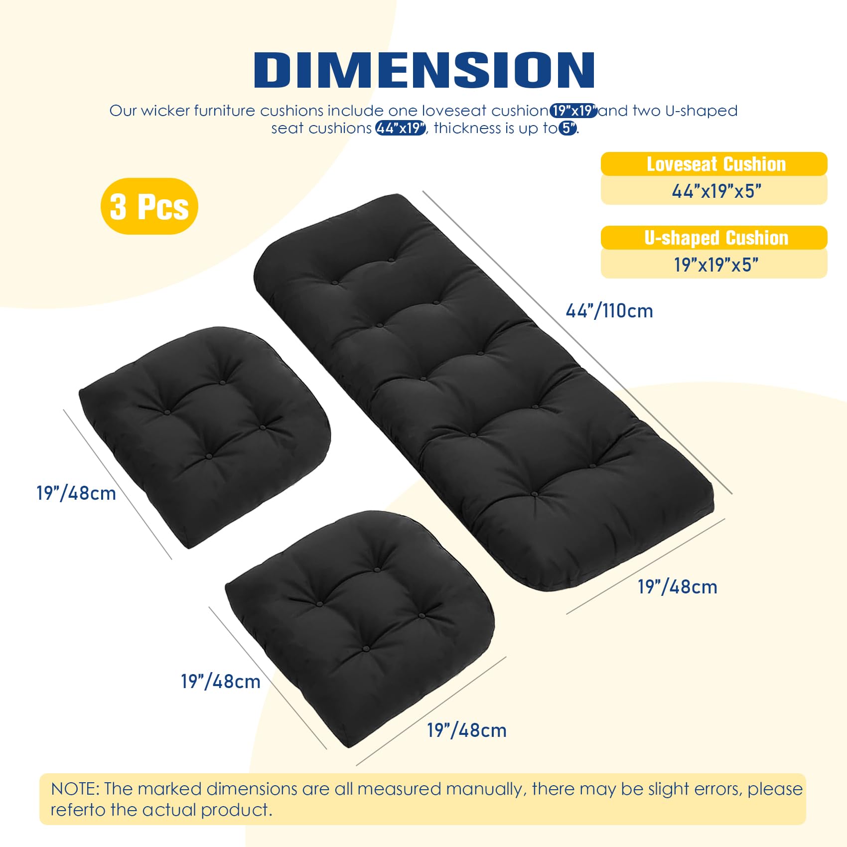 cnsmak bench cushion 44x19 top view highlighting tufted finish for comfortable seating