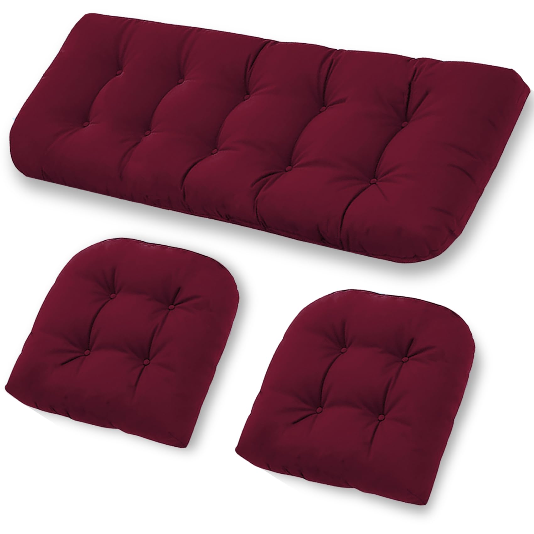 cnsmak front view bench and chairs burgundy showing coordinated set benefit