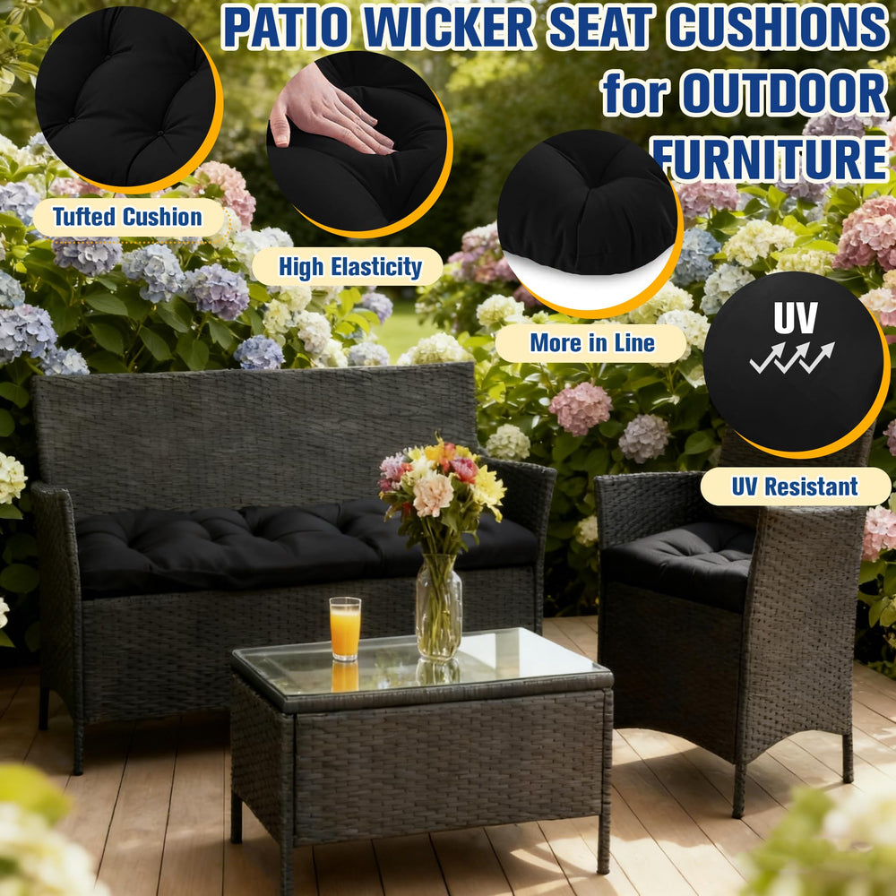 cnsmak cushions on wicker loveseat in porch setting adding comfort and weather resistance