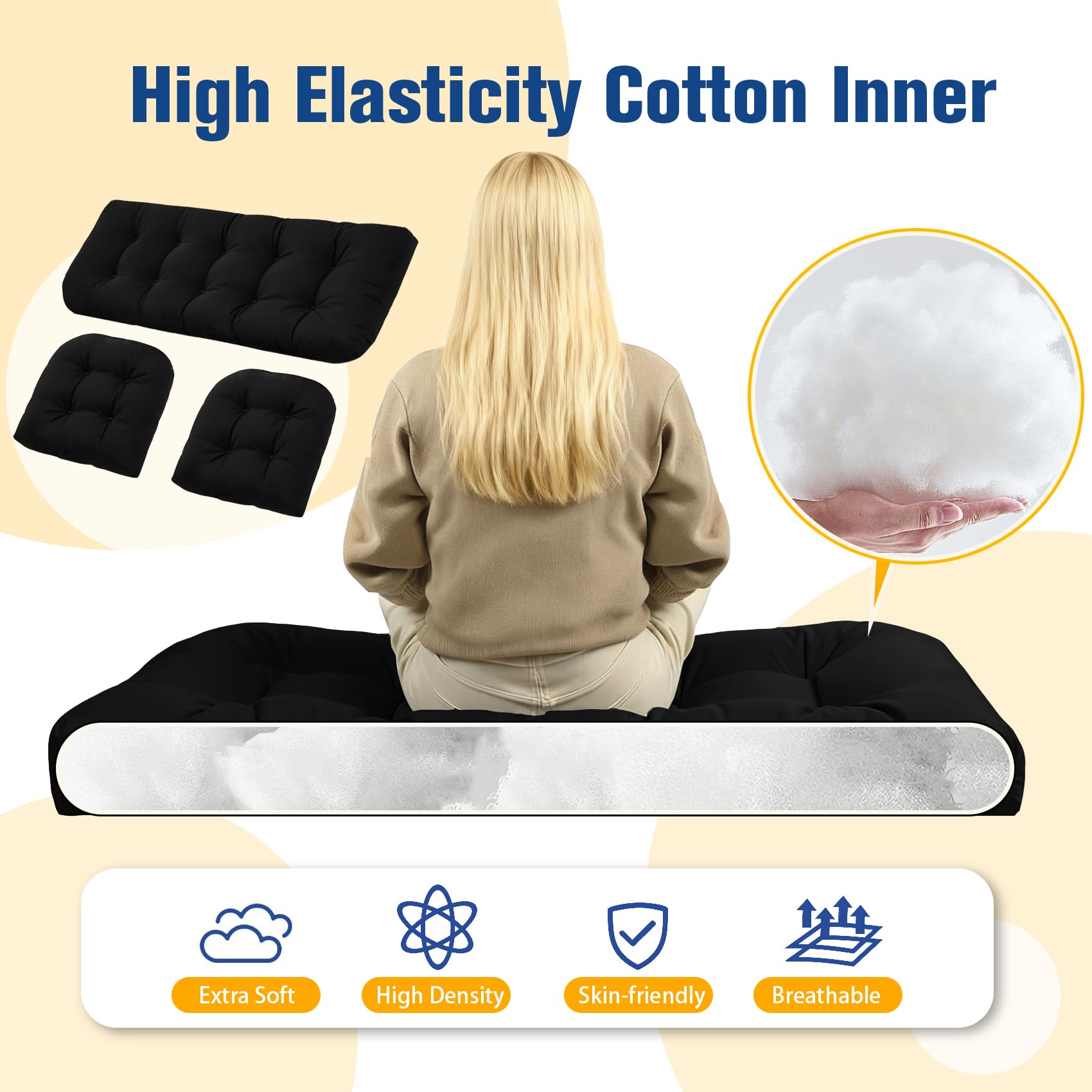 cnsmak PP cotton fill compressed versus fluffed to show quick recovery and supportive loft