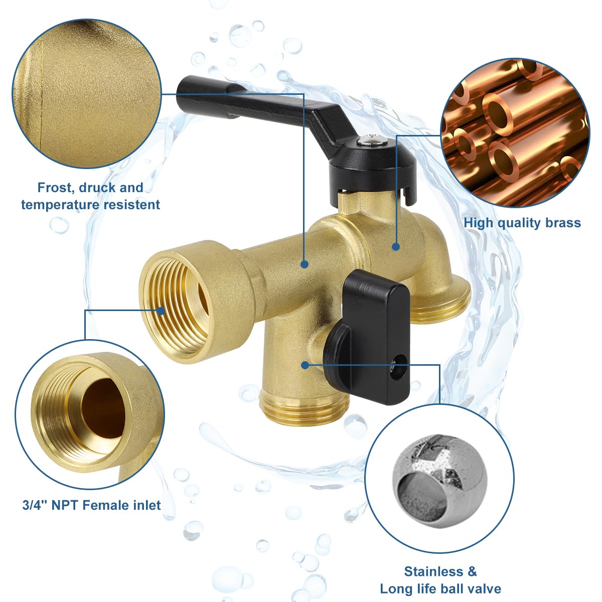 CNYGO faucet installed on exterior wall with scale reference to show compact size and fit