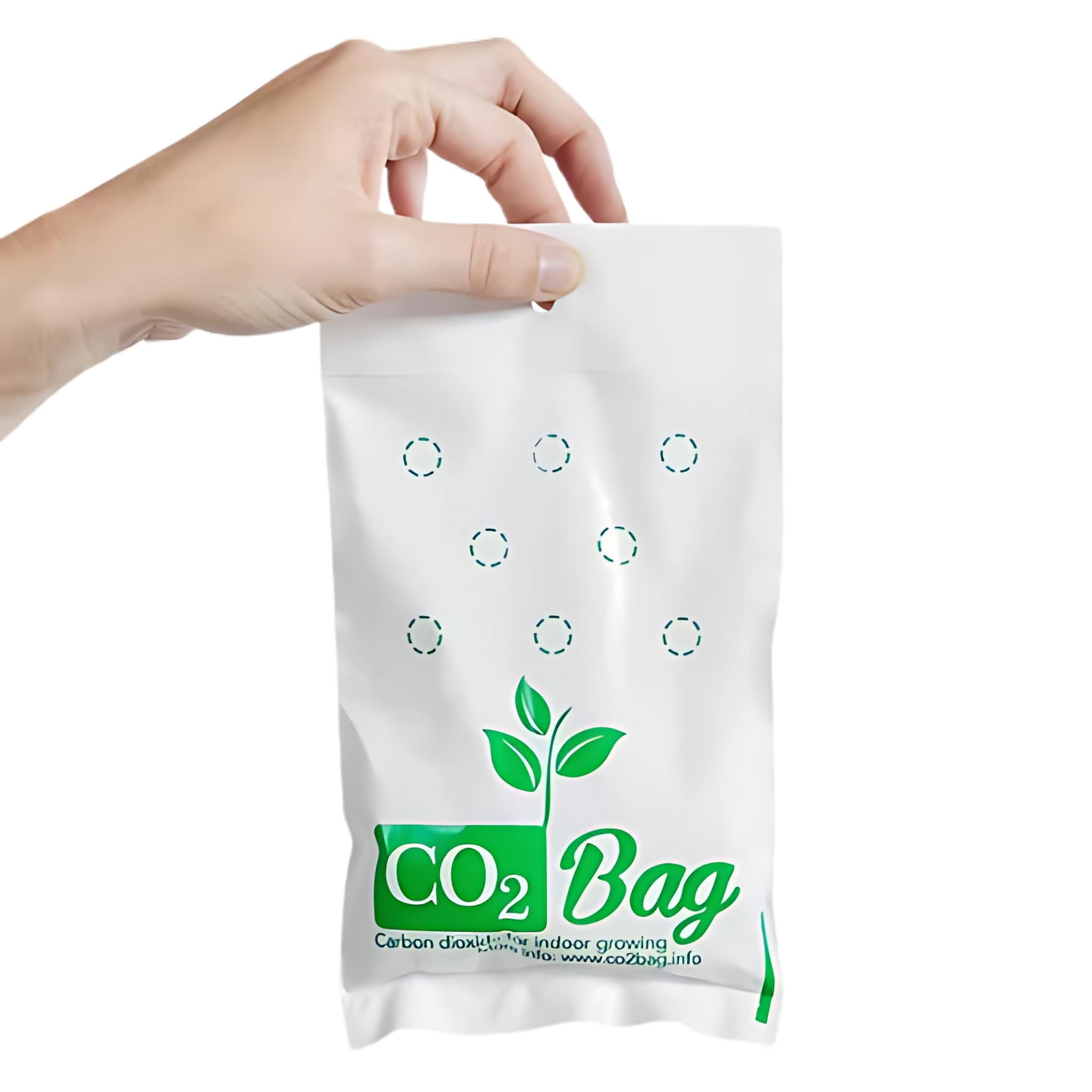 CO2BAG hanging above plants in a grow tent for even CO2 distribution benefit