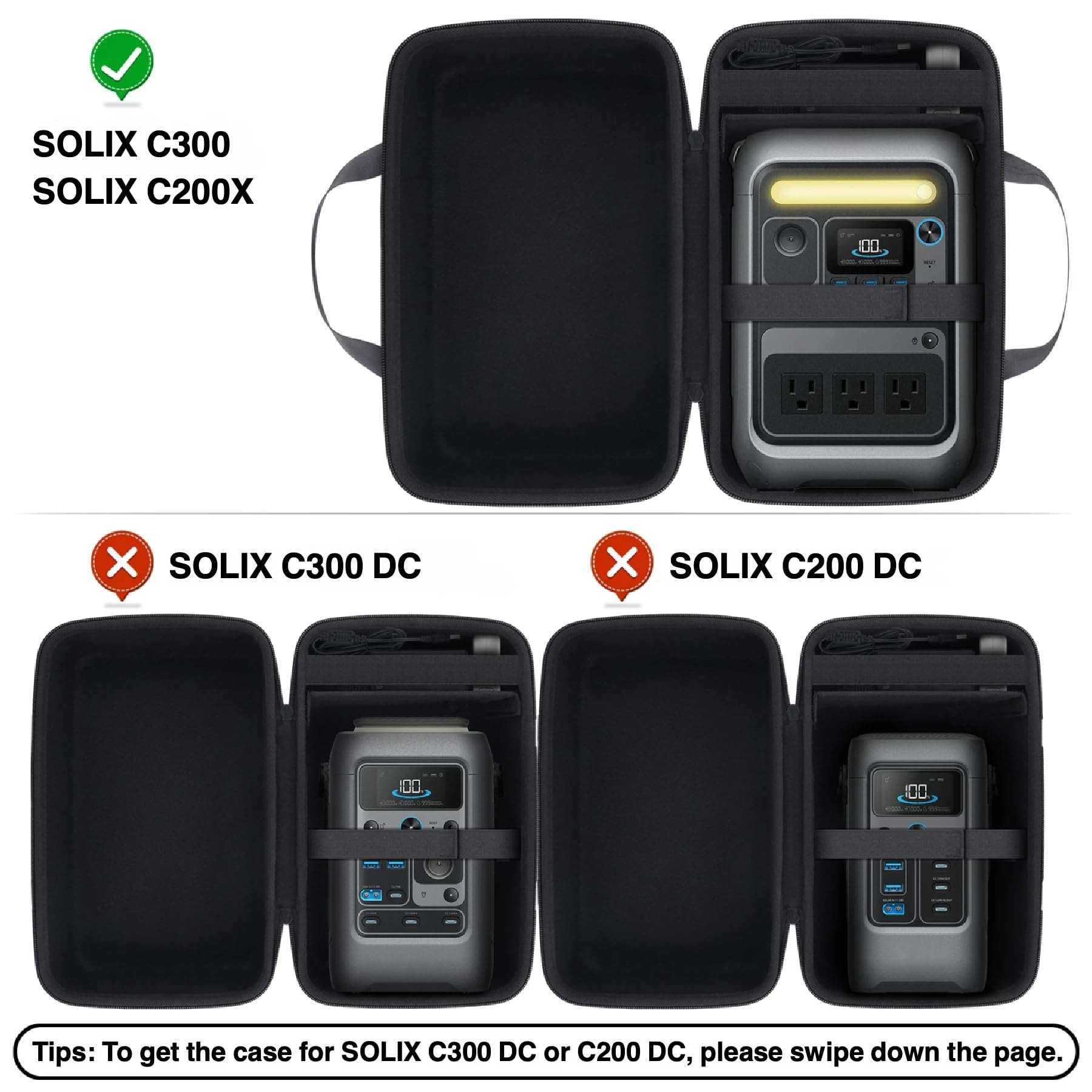 co2CREA closeup of zipper and handle on case for Anker SOLIX showing durable grip