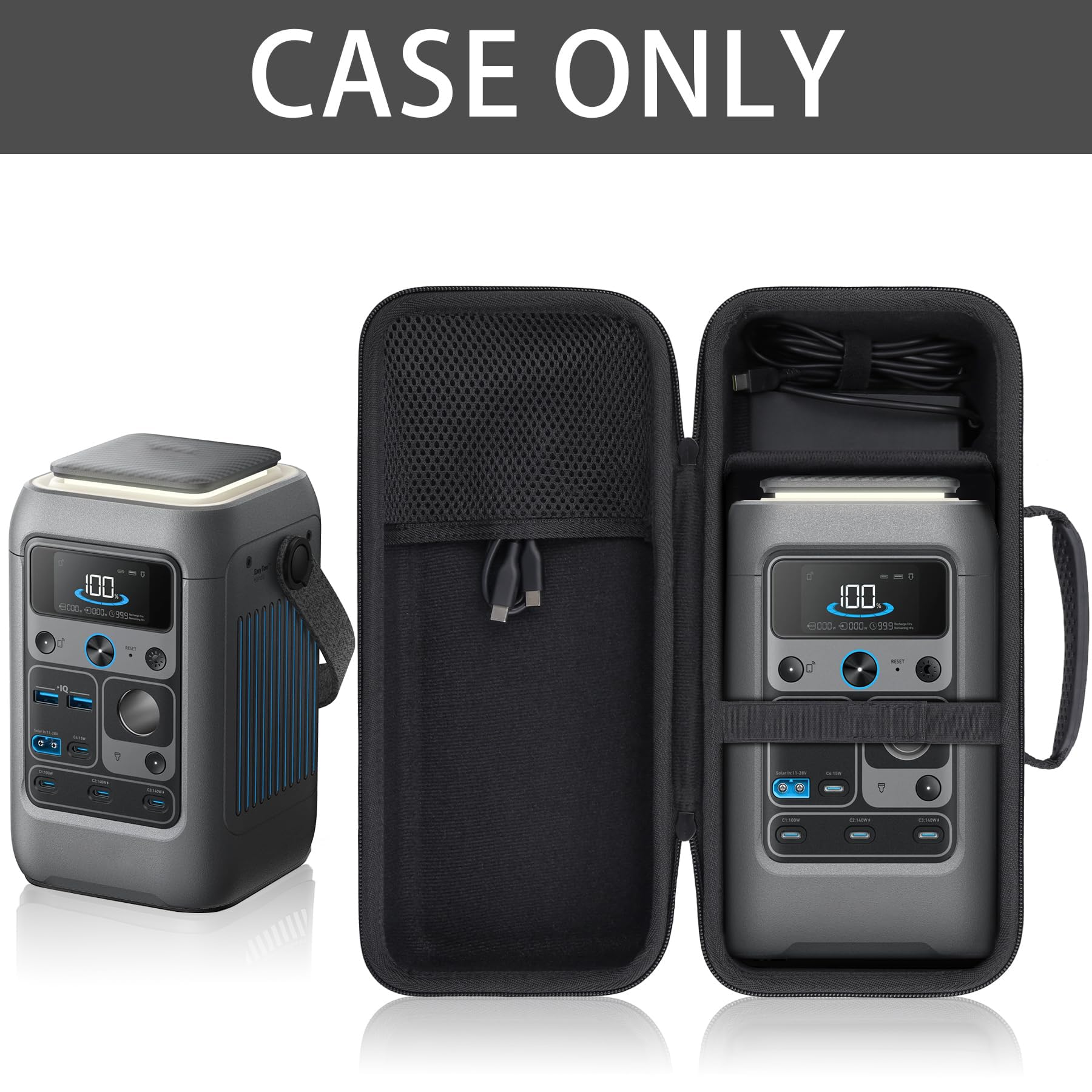 co2CREA heavy-duty zippers close-up offering reliable access for Anker SOLIX C300