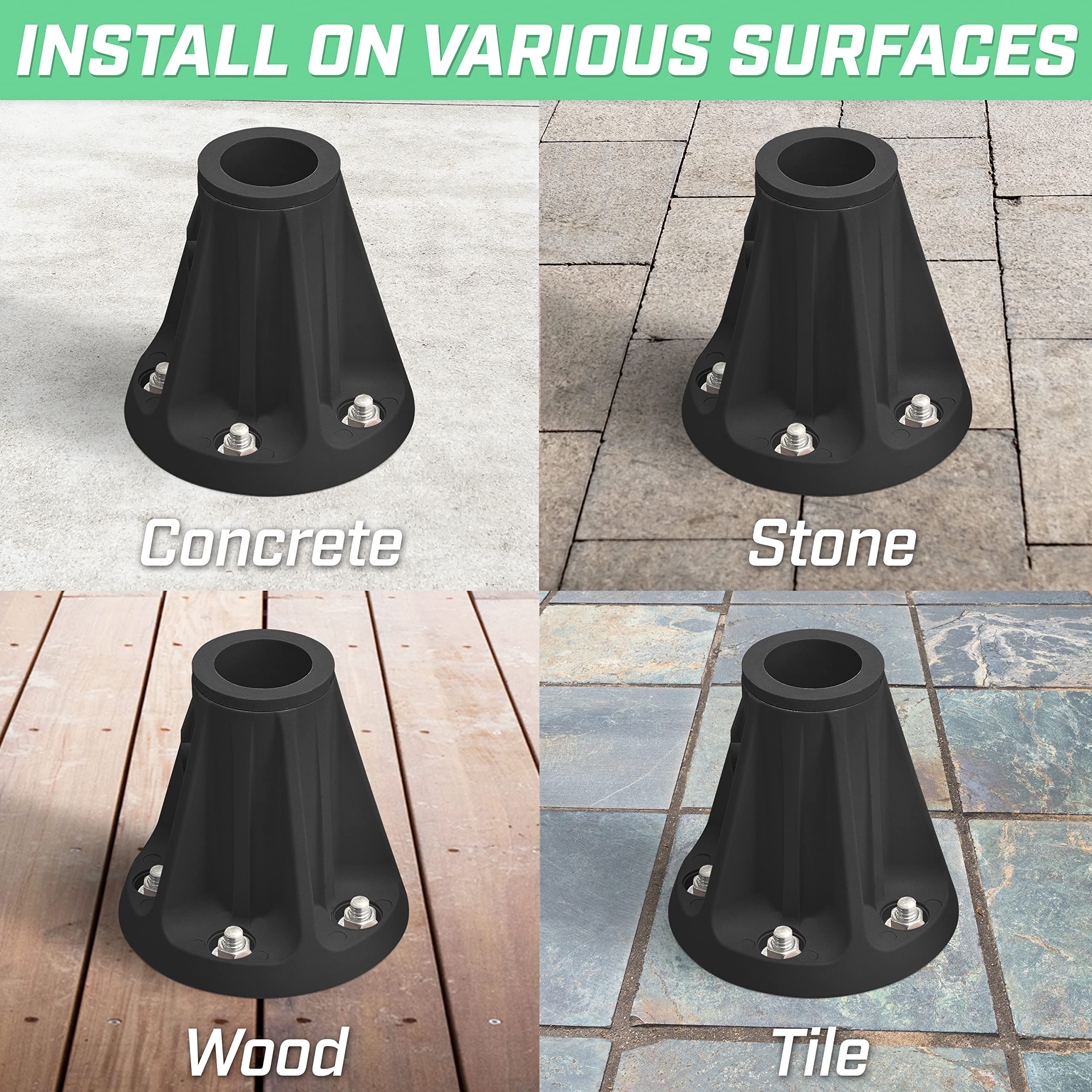 Coast Modern anchor installed into wooden deck securing umbrella pole for reliable use