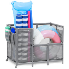Coast Modern front view of gray pool organizer showing large capacity and neat storage