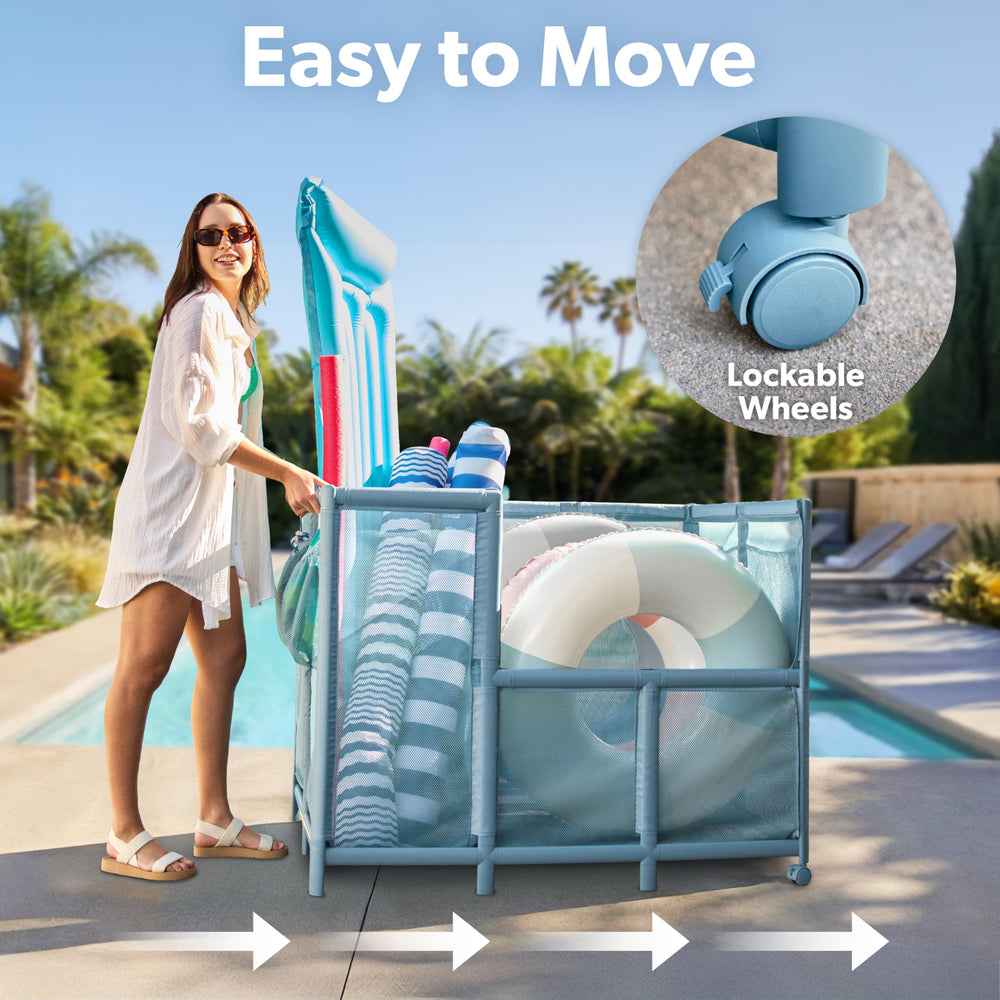 Coast Modern bin in use full of floats demonstrating large-capacity convenience
